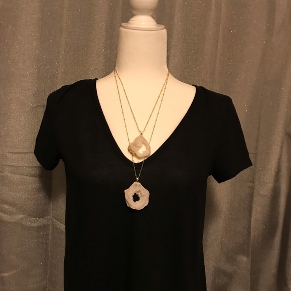 Geode Slice 14k Gold Boho Necklace - Picture 8 of 8